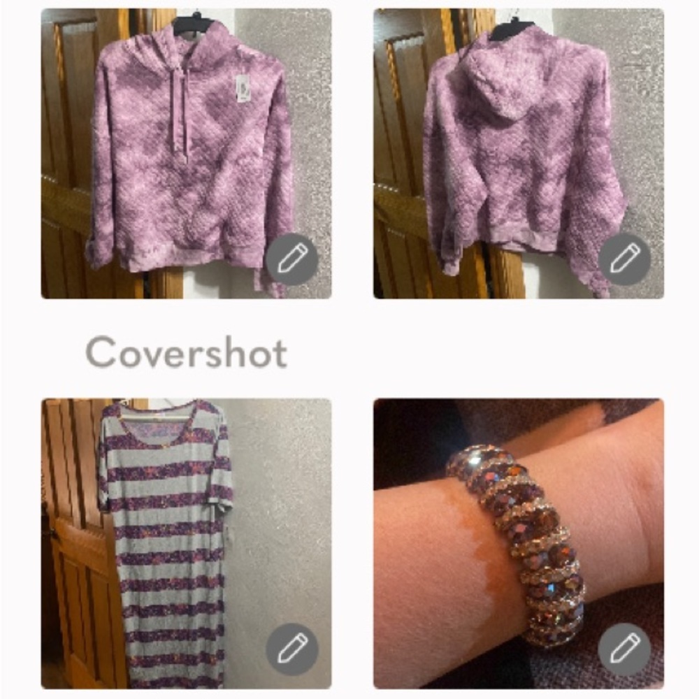 LuLaRoe Julia Dress+Tie dye sweatshirt XXL+stretch💜glitz bracelet 3”w
